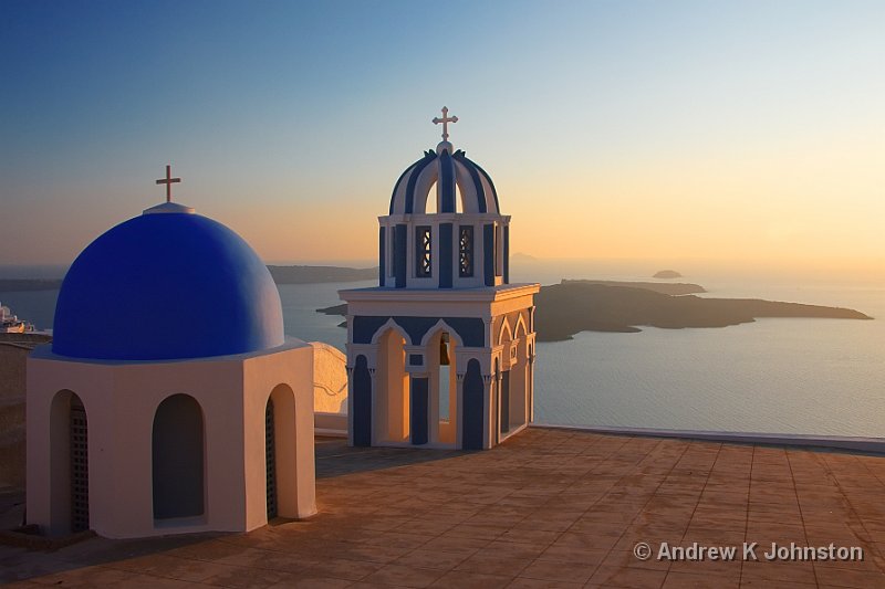 1009_40D_9644.jpg - Church domes against the caldera sunset at Firostephani, Santorini.